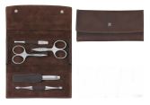 casi di cerniera, pelle leg&iacute;tima, Brown, 5 Pezzi