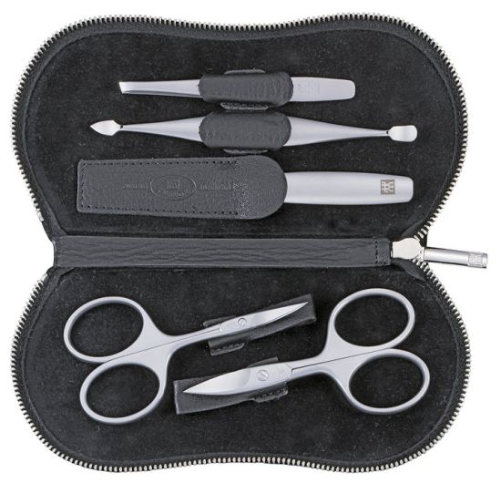Manicure, Pelle leg&iacute;tima, Nero, 5 Pezzi