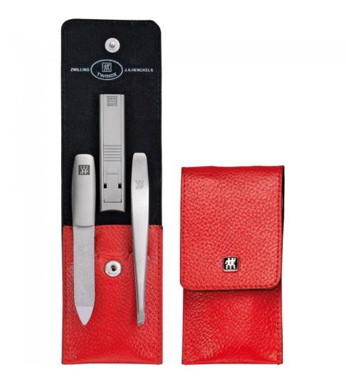 Cassa del raccoglitore, cuoio legittimo, Rosso, 3 parti