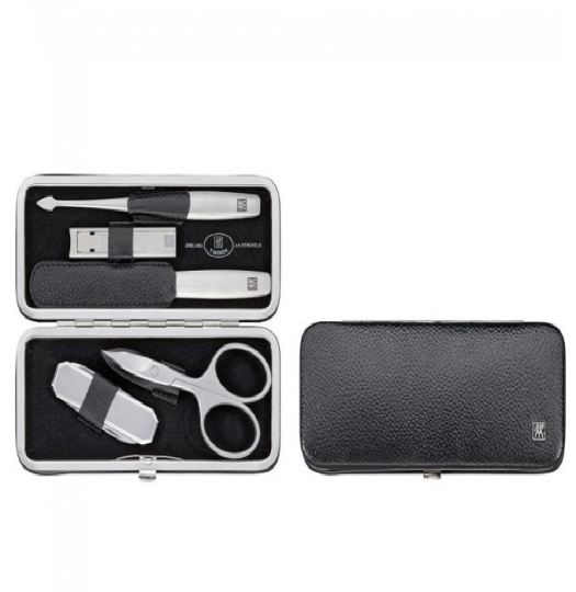 Caso con boccaglio, Pelle legittimo, Nero, 5 Pezzi