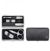 Caso con boccaglio, Pelle legittimo, Nero, 5 Pezzi