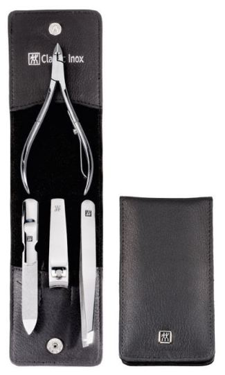 Cassa del raccoglitore, cuoio legittimo, nero, 4 pezzi