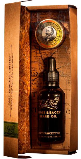 Confezione regalo con olio e cera per baffi Ricki Hall Booze &amp; Baccy