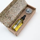 Confezione regalo olio e cera per baffi con riserva privata di barba