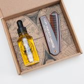 Set regalo con olio per barba e pettine