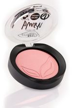 Blush compatto in raso rosa ecologico con riflessi dorati 01