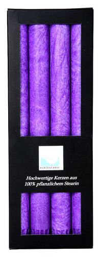Candele cilindriche per candeliere viola 4 pz.