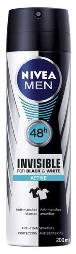Men Invisible For Black And White Active Desodorante 200 ml