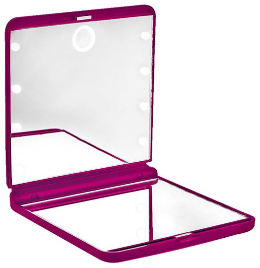 Specchio Ohh! Luce Touch doppio pieghevole con luce led rosa