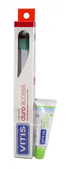 Vitis Vitis Access Pack adulto duro Spazzolino + di Apple 15 Ml